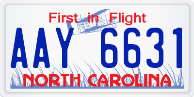 NC license plate AAY6631