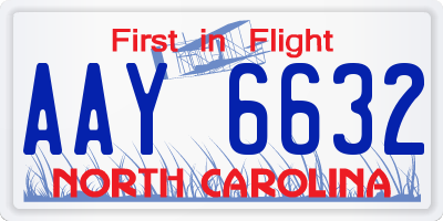 NC license plate AAY6632