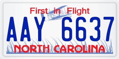 NC license plate AAY6637