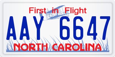 NC license plate AAY6647