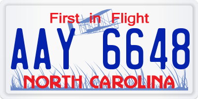 NC license plate AAY6648