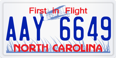 NC license plate AAY6649