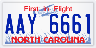 NC license plate AAY6661