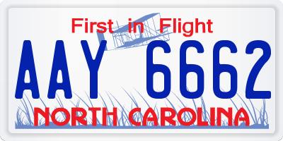 NC license plate AAY6662