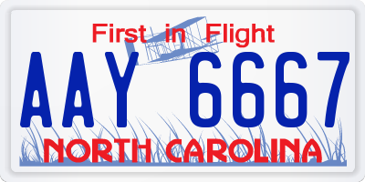 NC license plate AAY6667