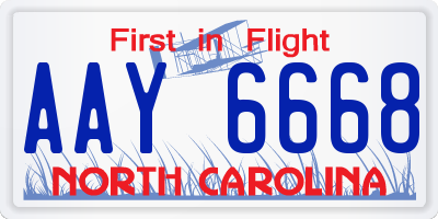 NC license plate AAY6668