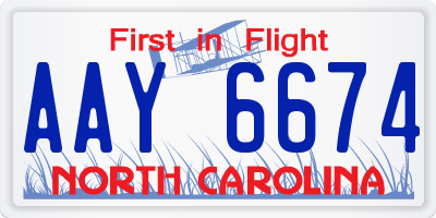 NC license plate AAY6674
