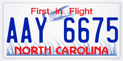 NC license plate AAY6675