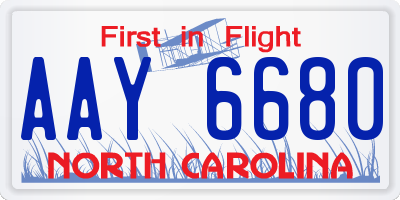 NC license plate AAY6680