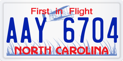 NC license plate AAY6704