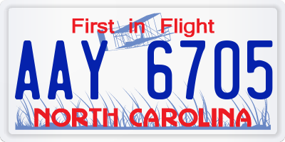 NC license plate AAY6705