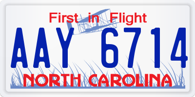 NC license plate AAY6714