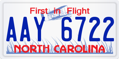 NC license plate AAY6722
