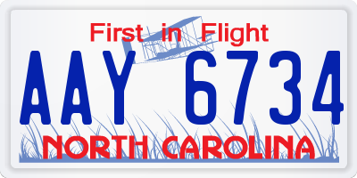 NC license plate AAY6734