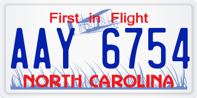 NC license plate AAY6754