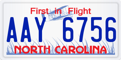 NC license plate AAY6756