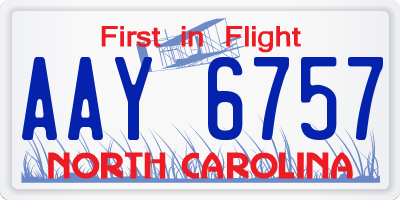 NC license plate AAY6757