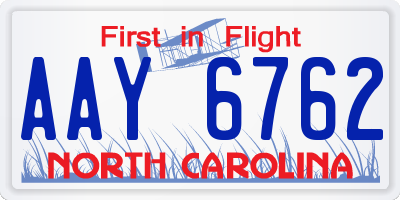 NC license plate AAY6762