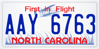 NC license plate AAY6763