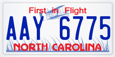 NC license plate AAY6775
