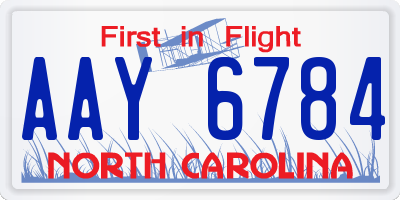NC license plate AAY6784