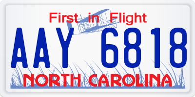 NC license plate AAY6818