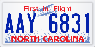 NC license plate AAY6831