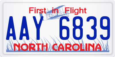 NC license plate AAY6839