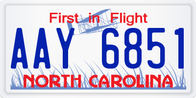 NC license plate AAY6851