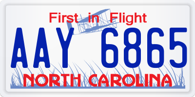 NC license plate AAY6865