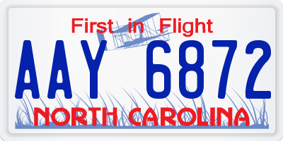 NC license plate AAY6872