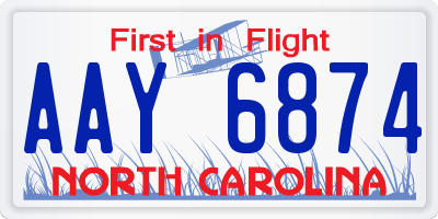 NC license plate AAY6874