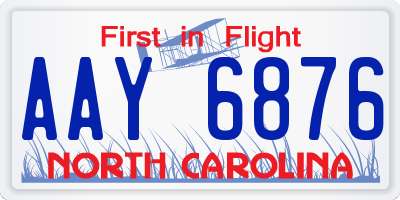 NC license plate AAY6876
