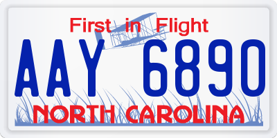 NC license plate AAY6890