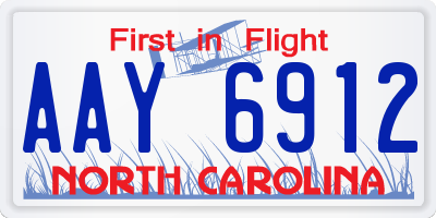 NC license plate AAY6912