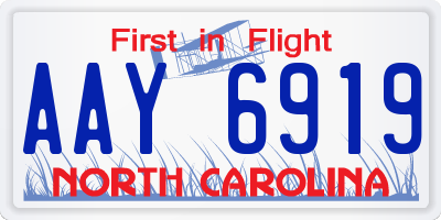 NC license plate AAY6919