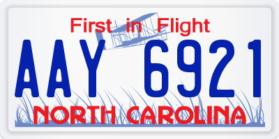 NC license plate AAY6921