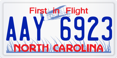 NC license plate AAY6923