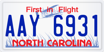 NC license plate AAY6931