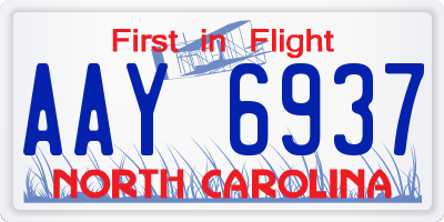 NC license plate AAY6937