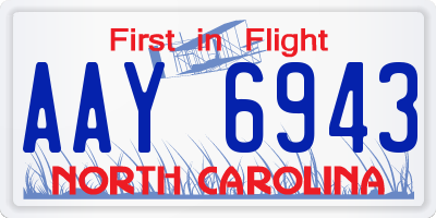 NC license plate AAY6943