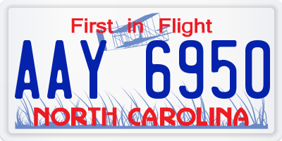 NC license plate AAY6950
