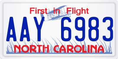 NC license plate AAY6983