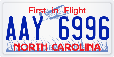 NC license plate AAY6996