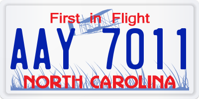 NC license plate AAY7011