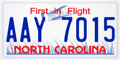 NC license plate AAY7015