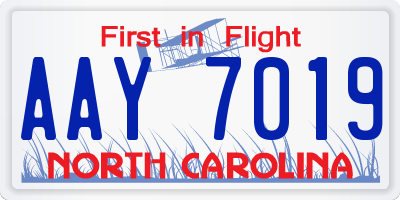 NC license plate AAY7019