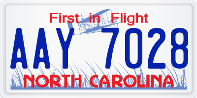 NC license plate AAY7028