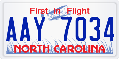 NC license plate AAY7034