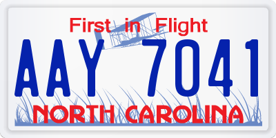 NC license plate AAY7041